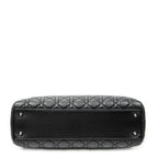 Shoulder Bag Soft Zip Shopping Tote Black Cannage Lambskin Leather