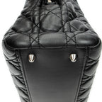 Shoulder Bag Soft Zip Shopping Tote Black Cannage Lambskin Leather