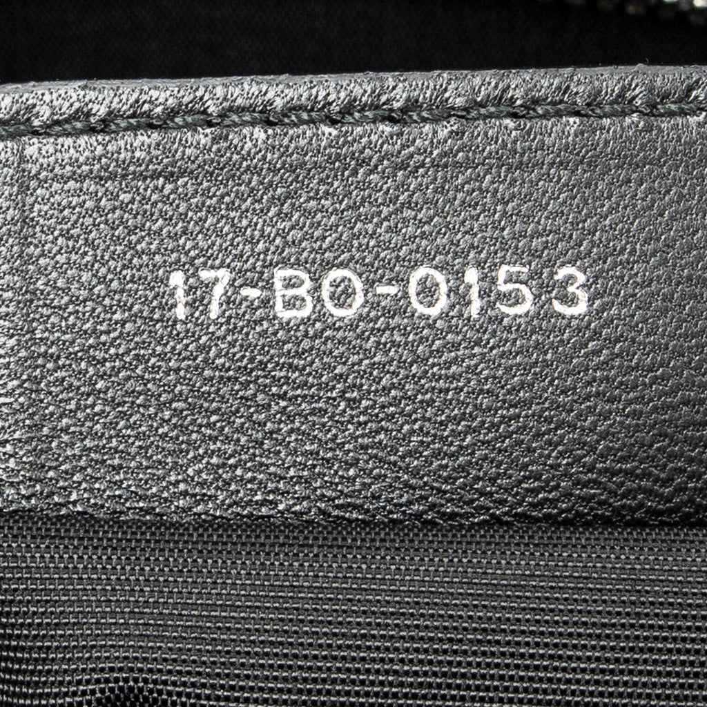 Shoulder Bag Soft Zip Shopping Tote Black Cannage Lambskin Leather