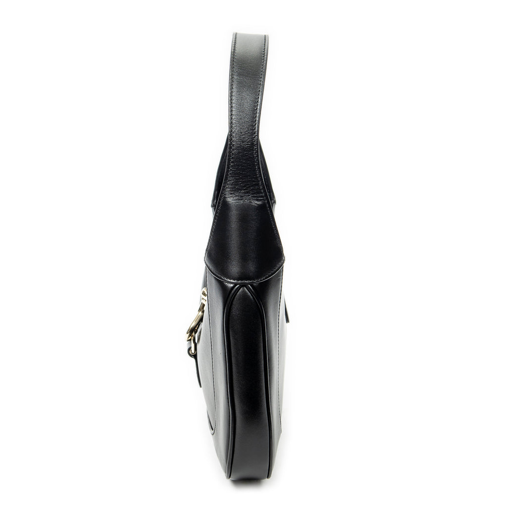 Shoulder Bag Small Jackie Hobo Black Smooth Calfskin Leather