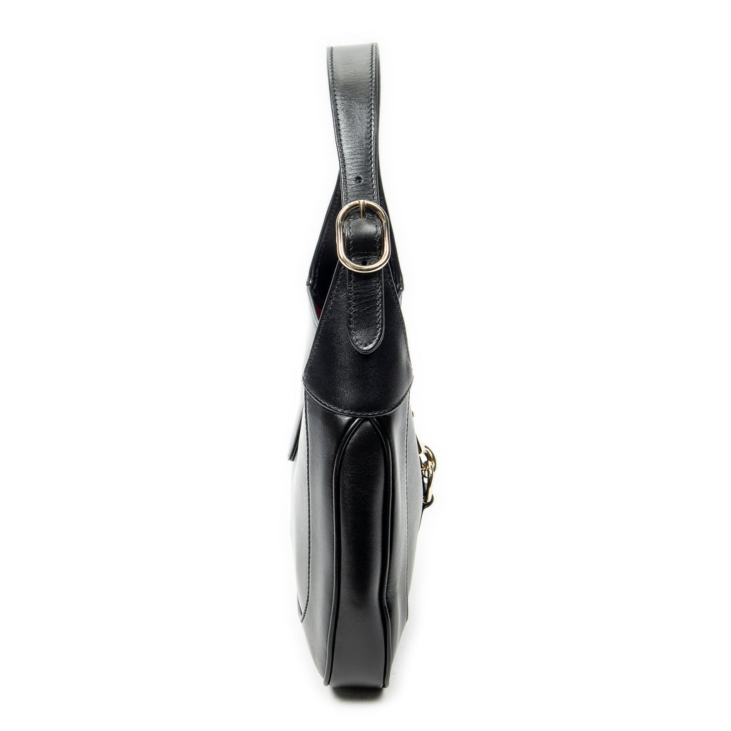 Shoulder Bag Small Jackie Hobo Black Smooth Calfskin Leather