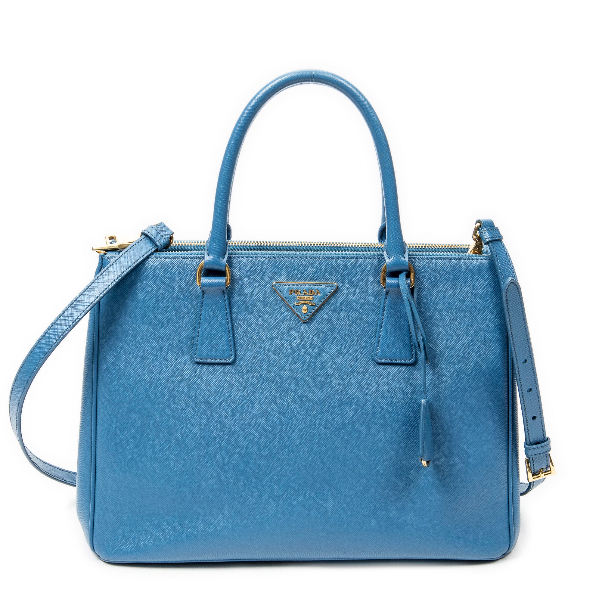 Shoulder Bag Medium Galleria Double Zip Tote Light Blue Saffiano Leather