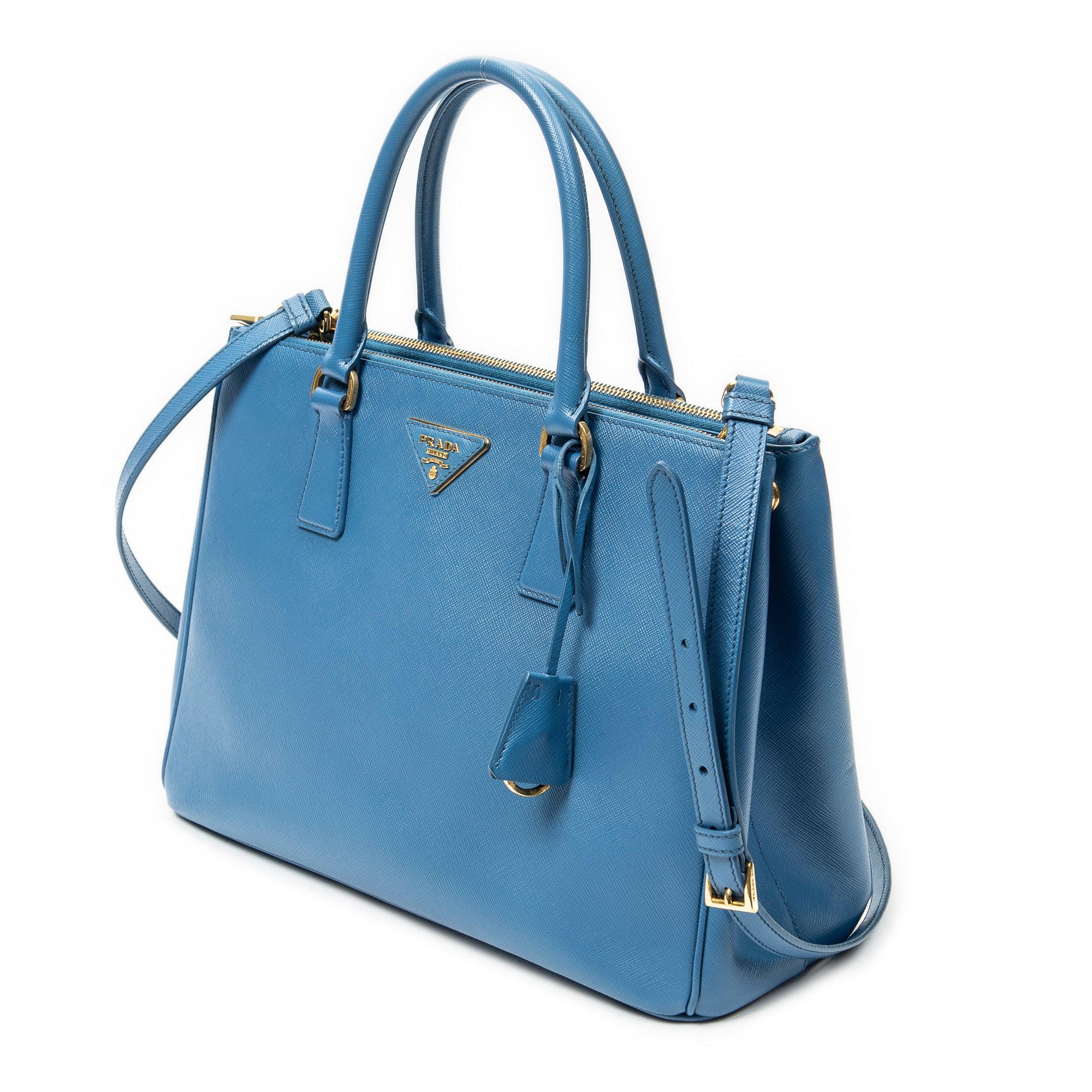 Shoulder Bag Medium Galleria Double Zip Tote Light Blue Saffiano Leather
