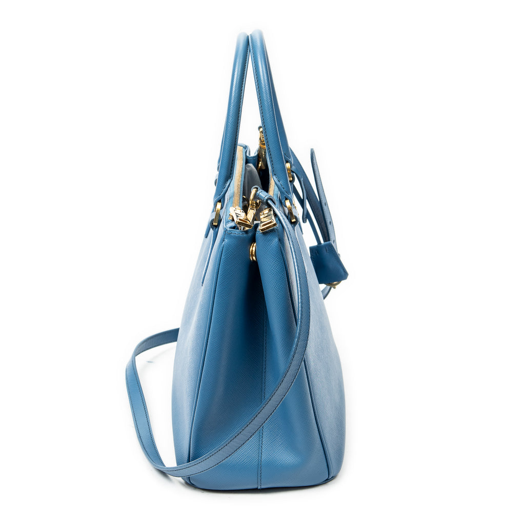 Shoulder Bag Medium Galleria Double Zip Tote Light Blue Saffiano Leather
