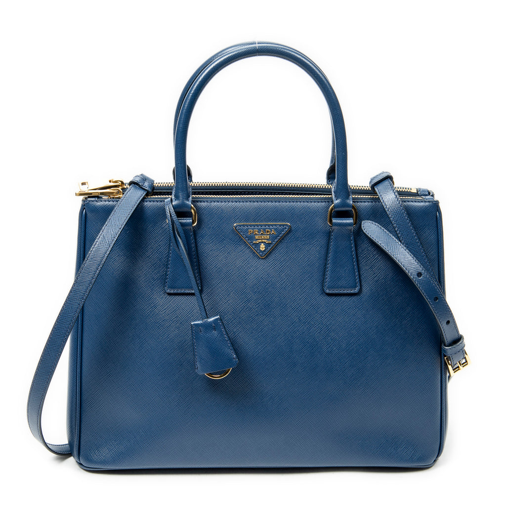 Shoulder Bag Medium Galleria Double Zip Tote Dark Blue Saffiano Leather