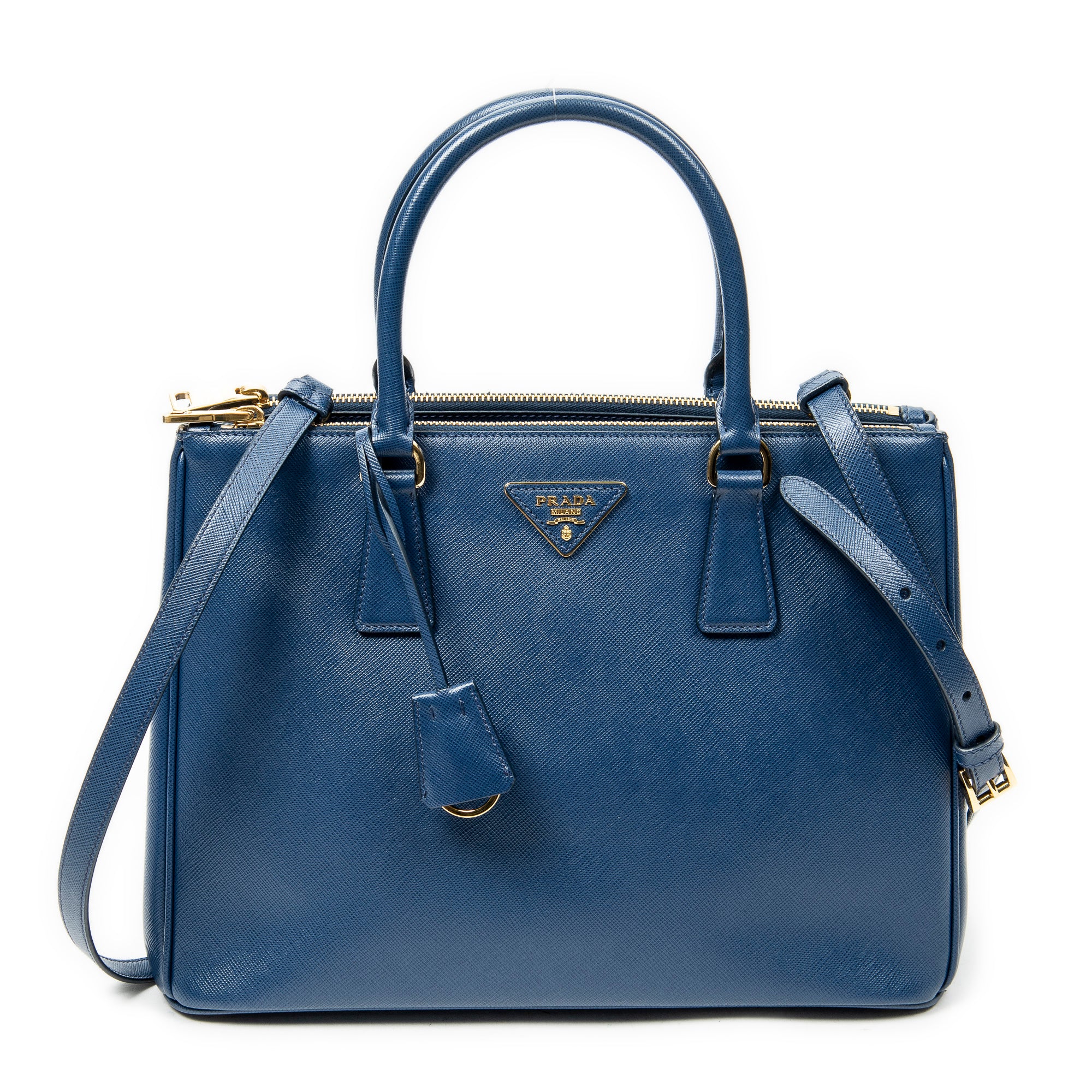Shoulder Bag Medium Galleria Double Zip Tote Dark Blue Saffiano Leather