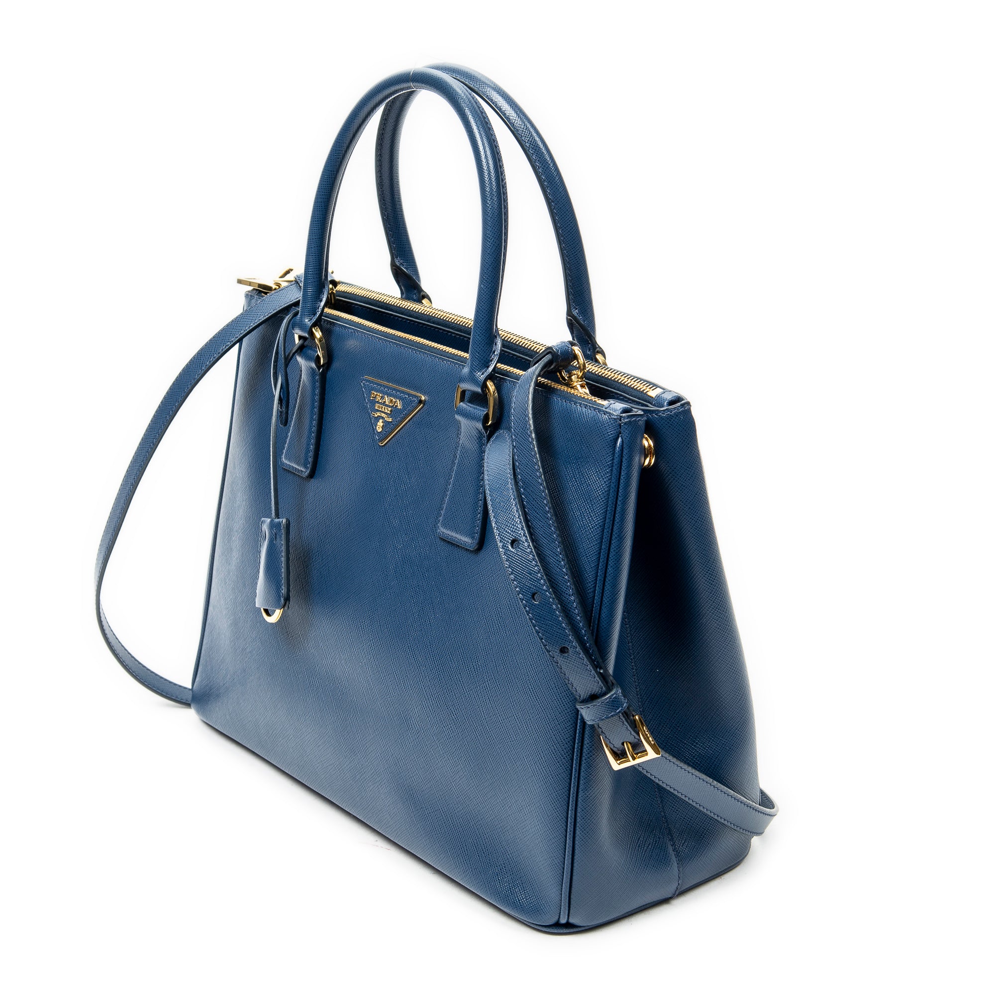 Shoulder Bag Medium Galleria Double Zip Tote Dark Blue Saffiano Leather