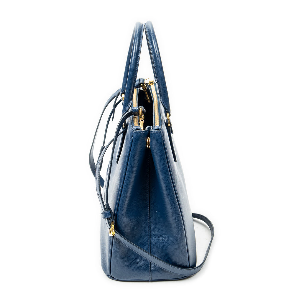 Shoulder Bag Medium Galleria Double Zip Tote Dark Blue Saffiano Leather
