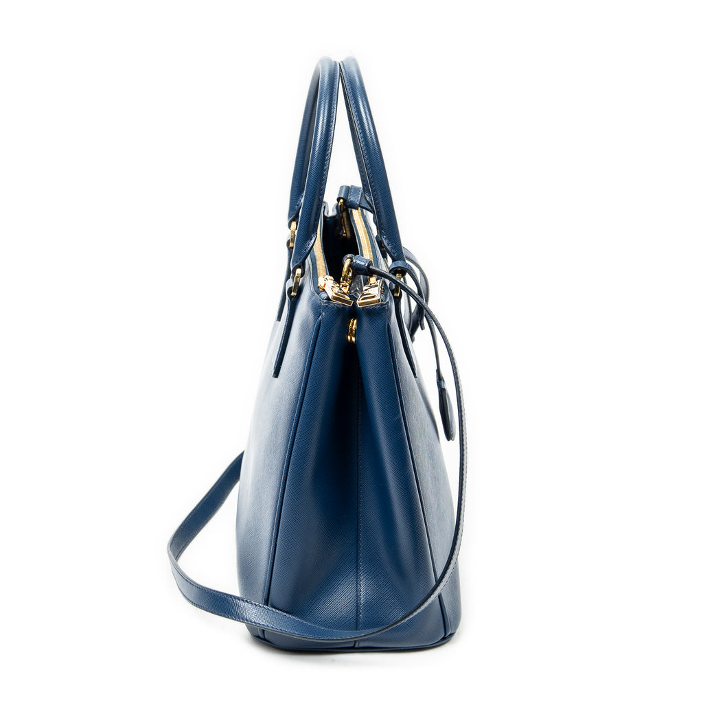 Shoulder Bag Medium Galleria Double Zip Tote Dark Blue Saffiano Leather