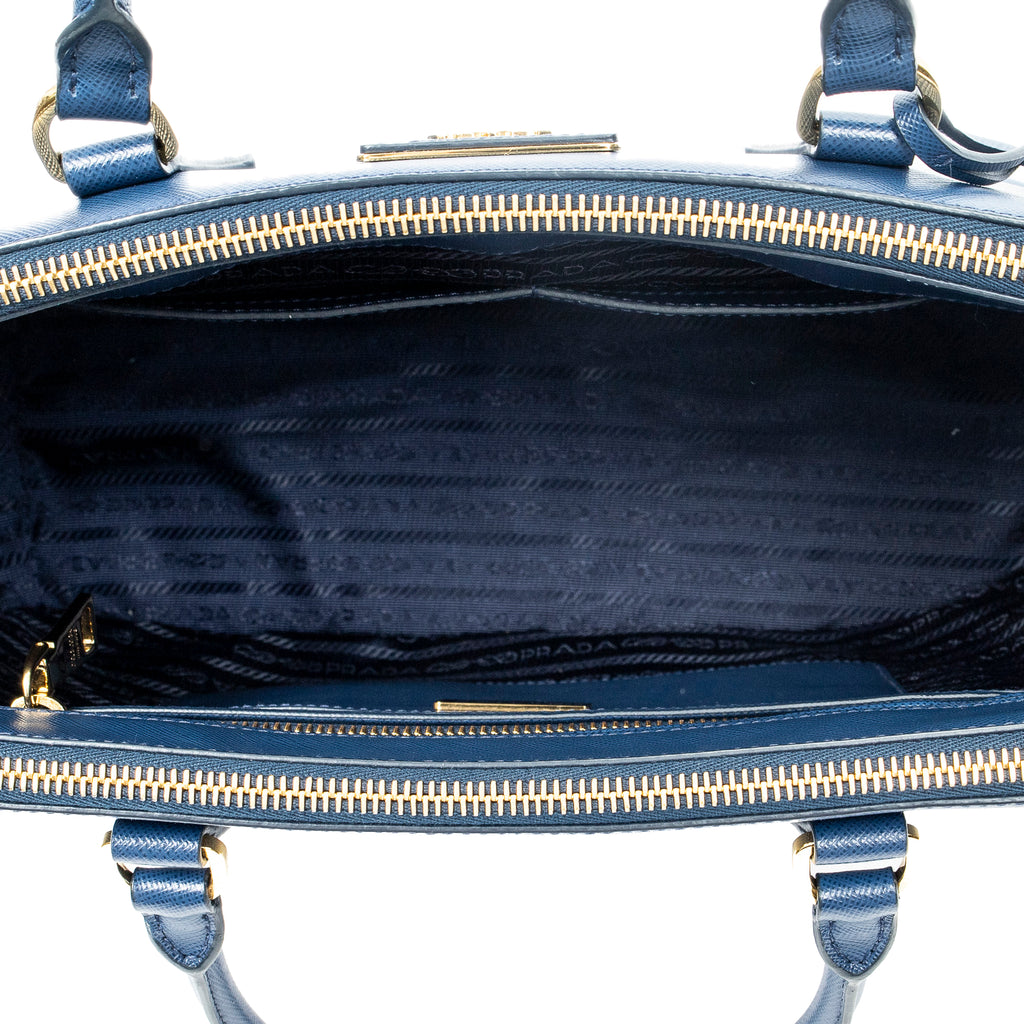 Shoulder Bag Medium Galleria Double Zip Tote Dark Blue Saffiano Leather