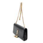 Shoulder Bag Medium Tassel Kate Black Calfskin Leather
