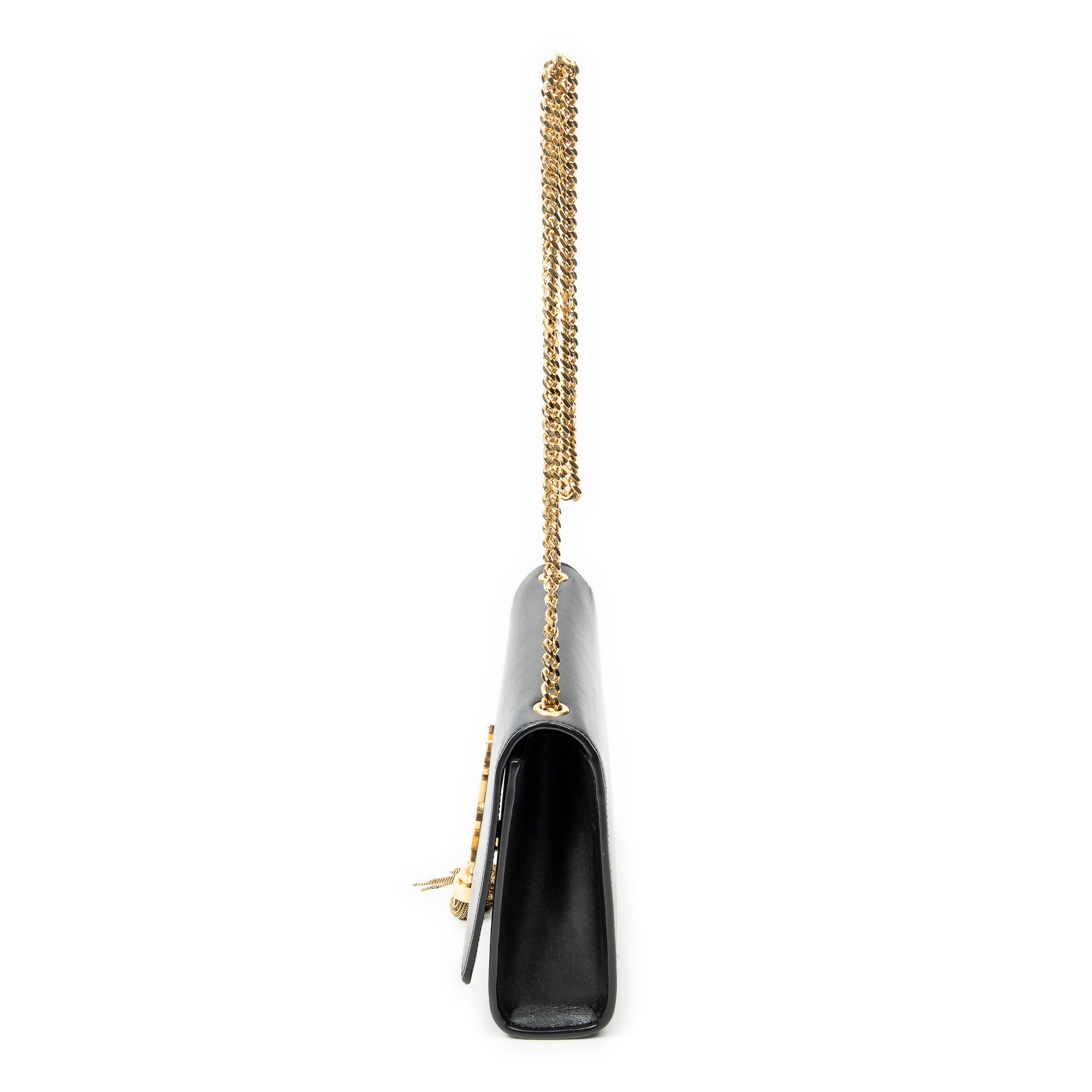 Shoulder Bag Medium Tassel Kate Black Calfskin Leather