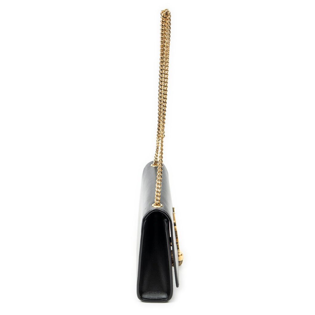 Shoulder Bag Medium Tassel Kate Black Calfskin Leather