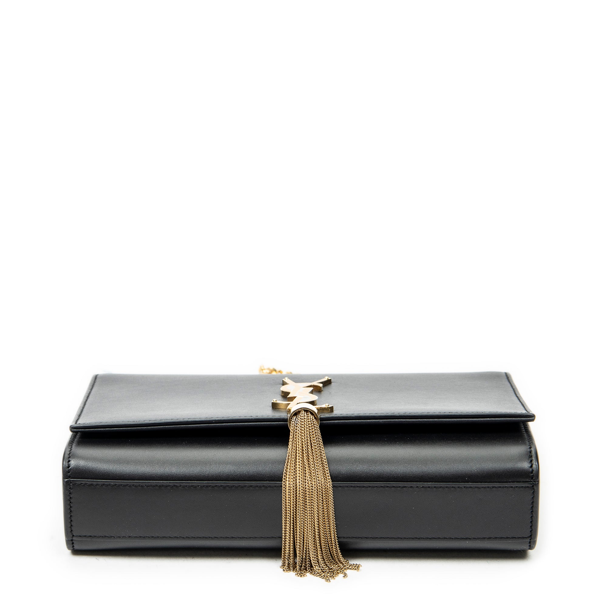 Shoulder Bag Medium Tassel Kate Black Calfskin Leather