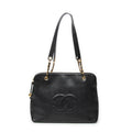 Shoulder Bag Large CC Chain Dome Tote Black Caviar Leather