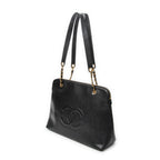 Shoulder Bag Large CC Chain Dome Tote Black Caviar Leather