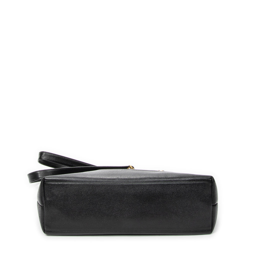 Shoulder Bag Large CC Chain Dome Tote Black Caviar Leather