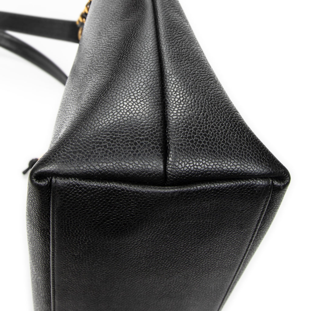 Shoulder Bag Large CC Chain Dome Tote Black Caviar Leather
