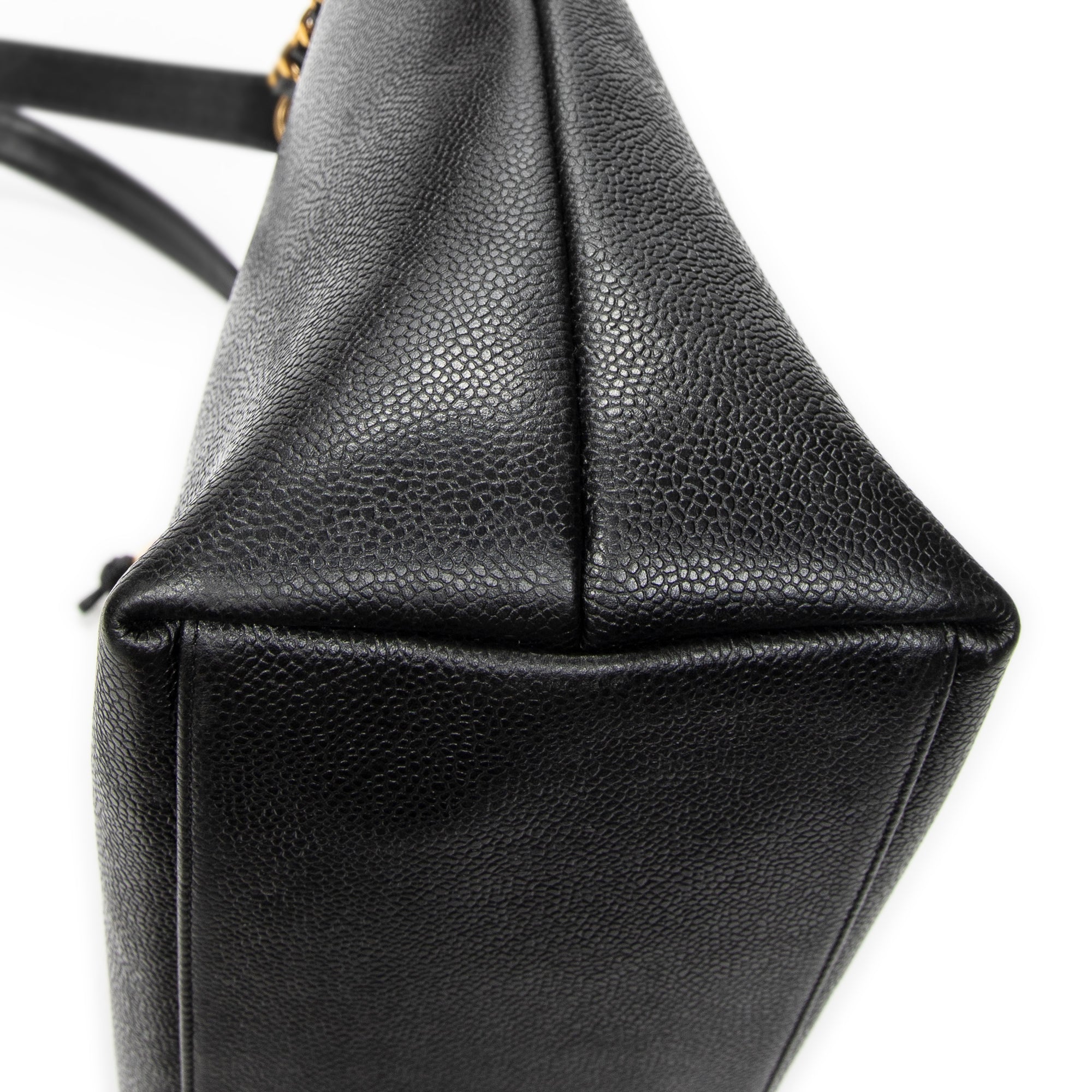 Shoulder Bag Large CC Chain Dome Tote Black Caviar Leather