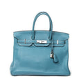 Handbag Birkin Retourne 35 Blue Jean Togo Leather
