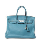Handbag Birkin Retourne 35 Blue Jean Togo Leather