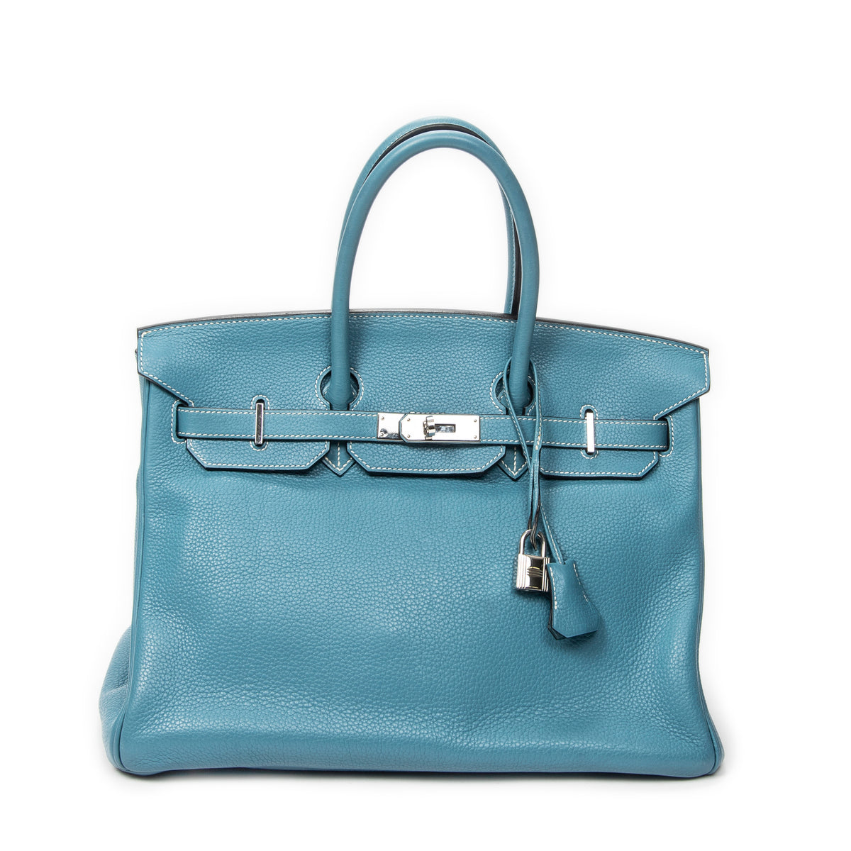 Handbag Birkin Retourne 35 Blue Jean Togo Leather