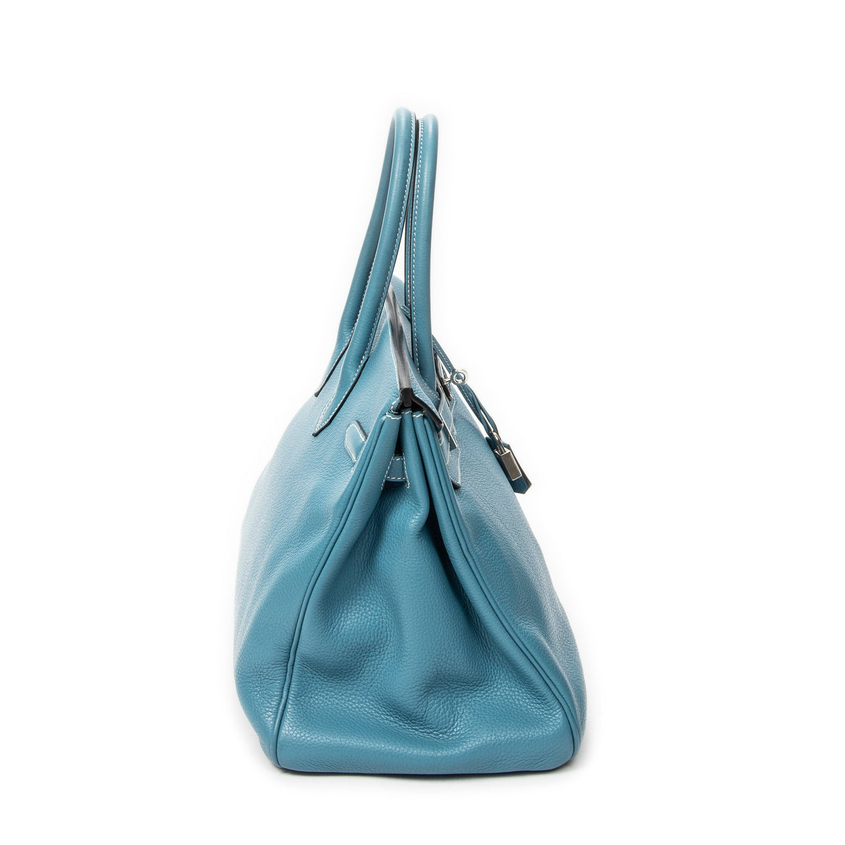 Handbag Birkin Retourne 35 Blue Jean Togo Leather