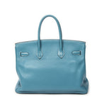 Handbag Birkin Retourne 35 Blue Jean Togo Leather