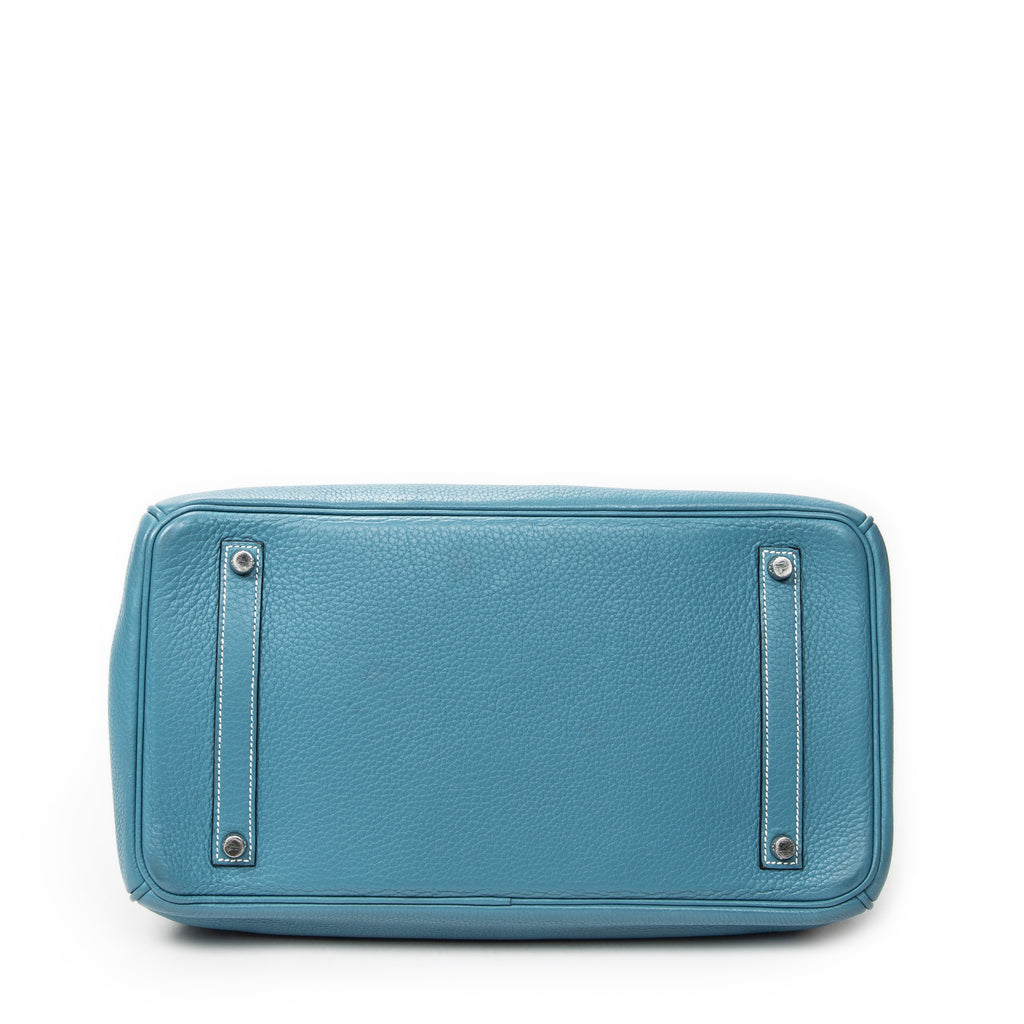 Handbag Birkin Retourne 35 Blue Jean Togo Leather