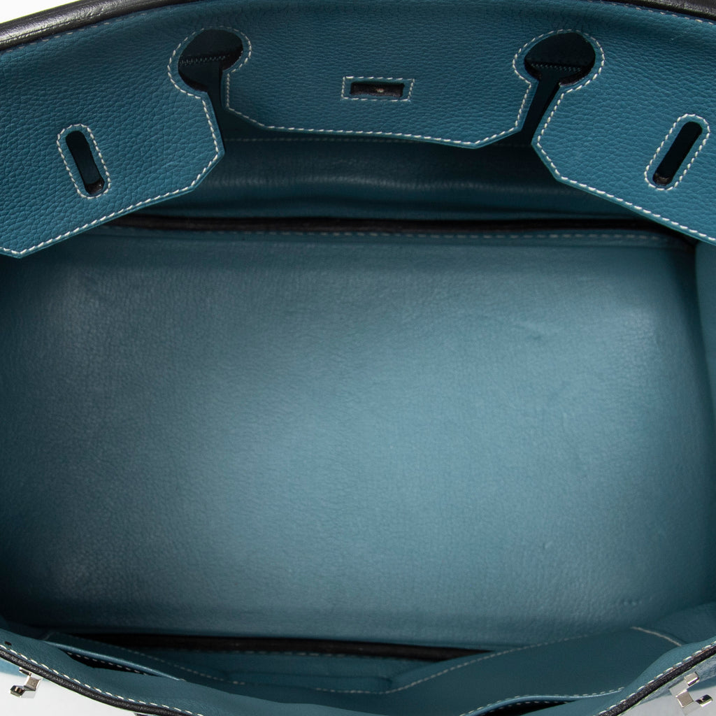 Handbag Birkin Retourne 35 Blue Jean Togo Leather