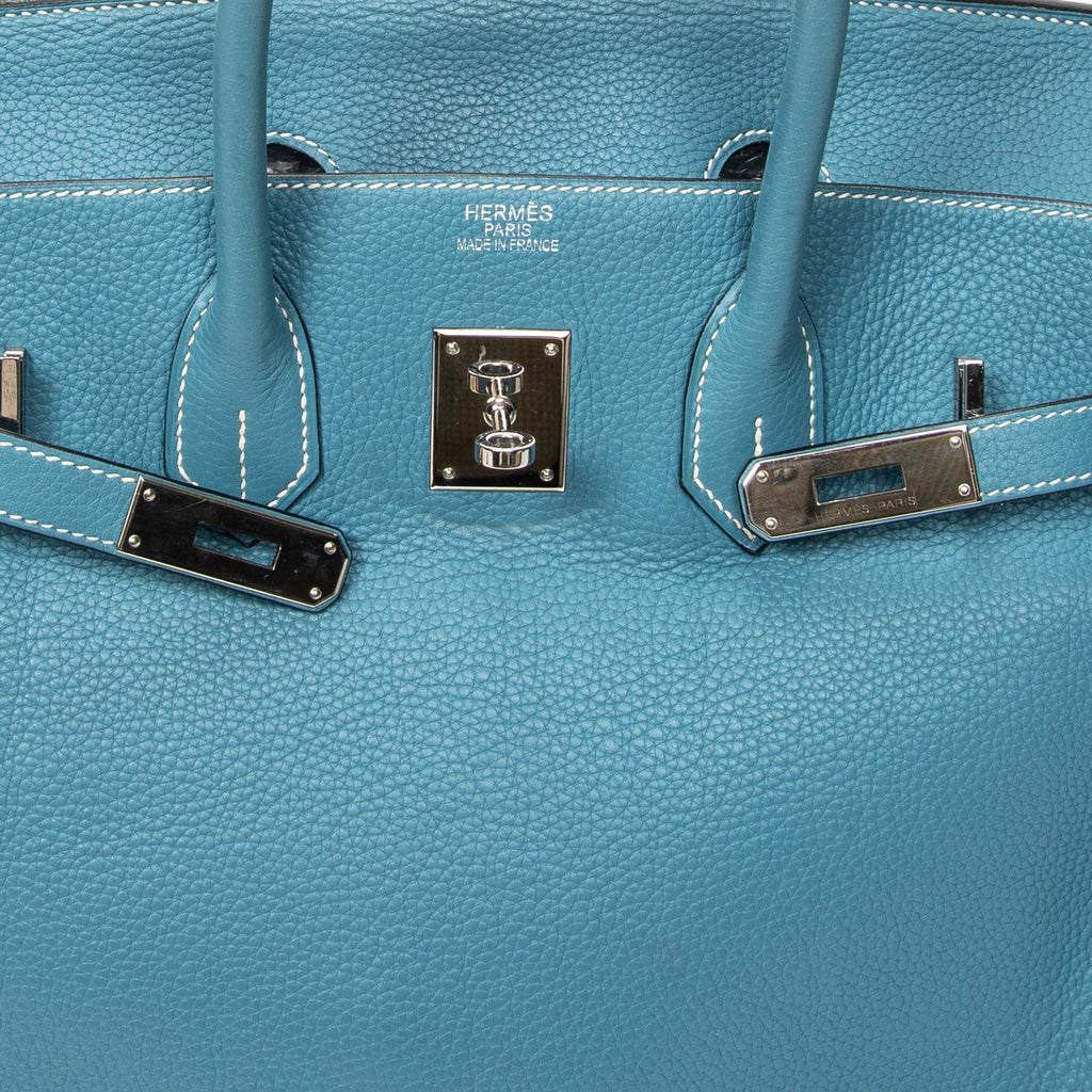 Handbag Birkin Retourne 35 Blue Jean Togo Leather