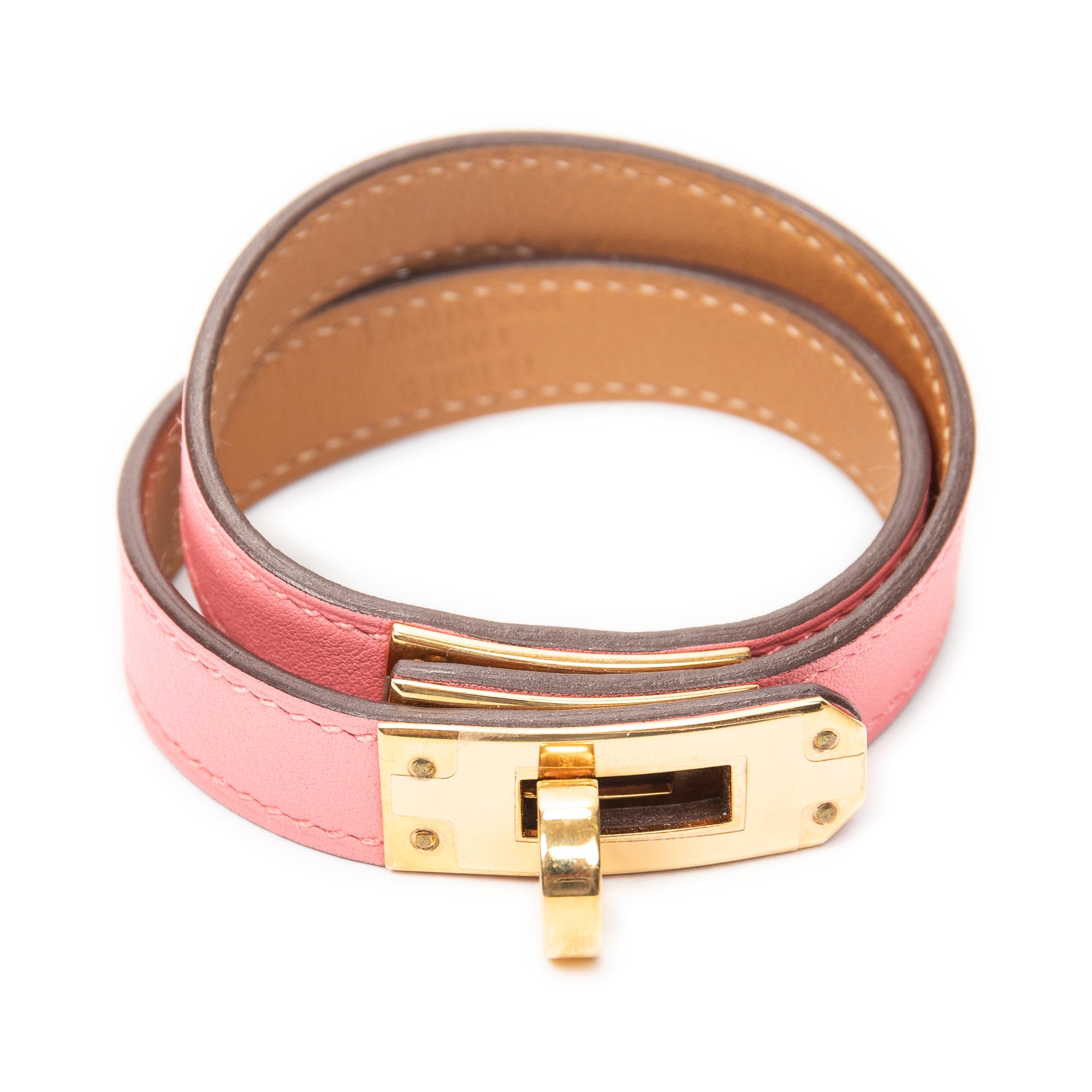 Bracelet Kelly Double Tour Bracelet Pink Swift Leather