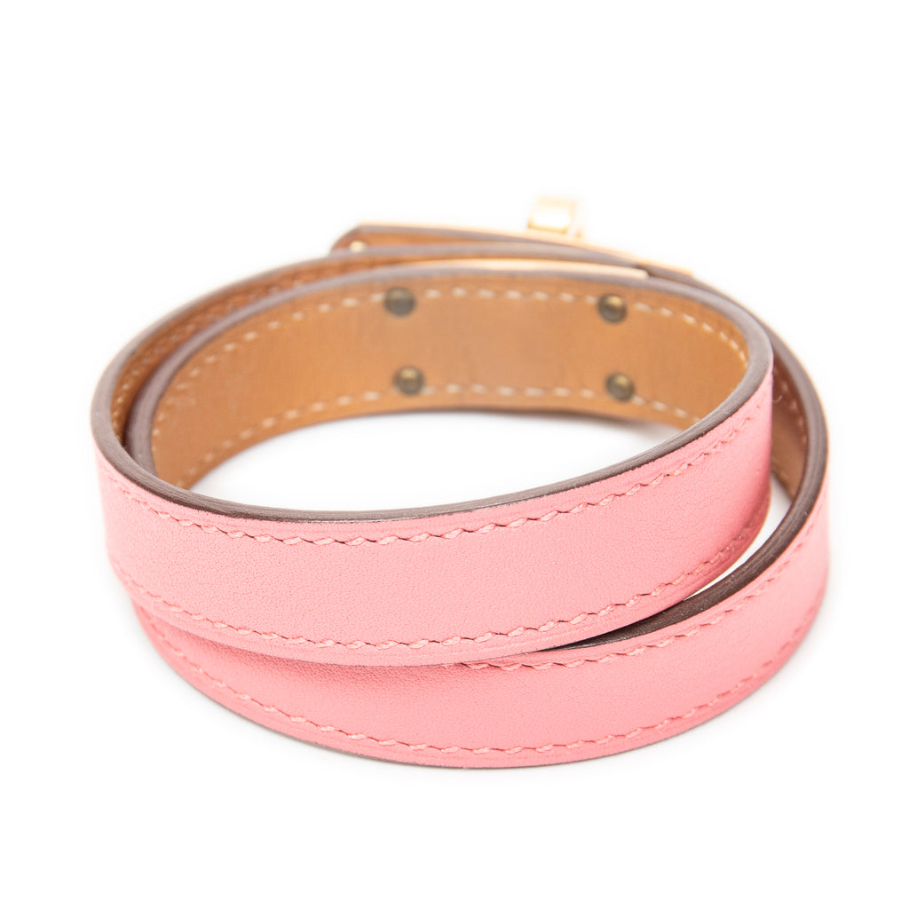 Bracelet Kelly Double Tour Bracelet Pink Swift Leather
