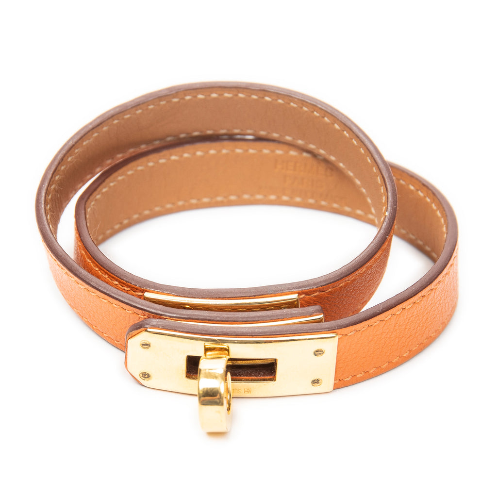 Bracelet Kelly Double Tour Bracelet Orange Swift Leather