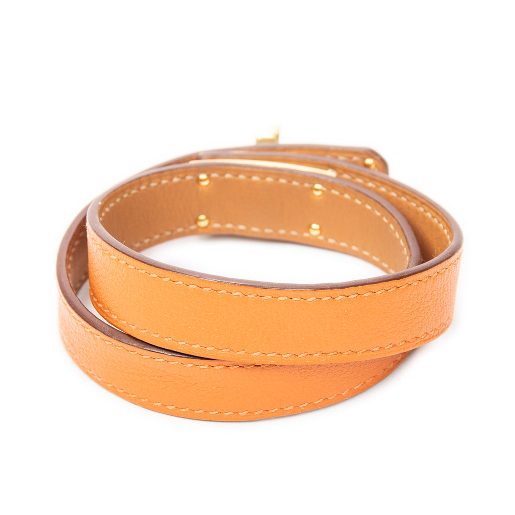 Bracelet Kelly Double Tour Bracelet Orange Swift Leather
