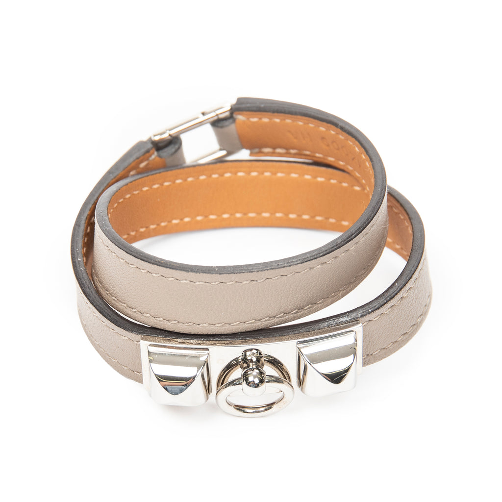 Bracelet Rivale Double Tour Bracelet Grey Swift Leather