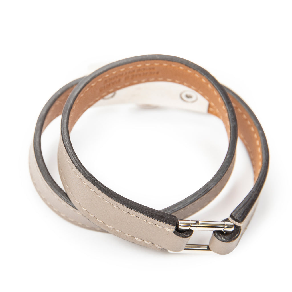 Bracelet Rivale Double Tour Bracelet Grey Swift Leather