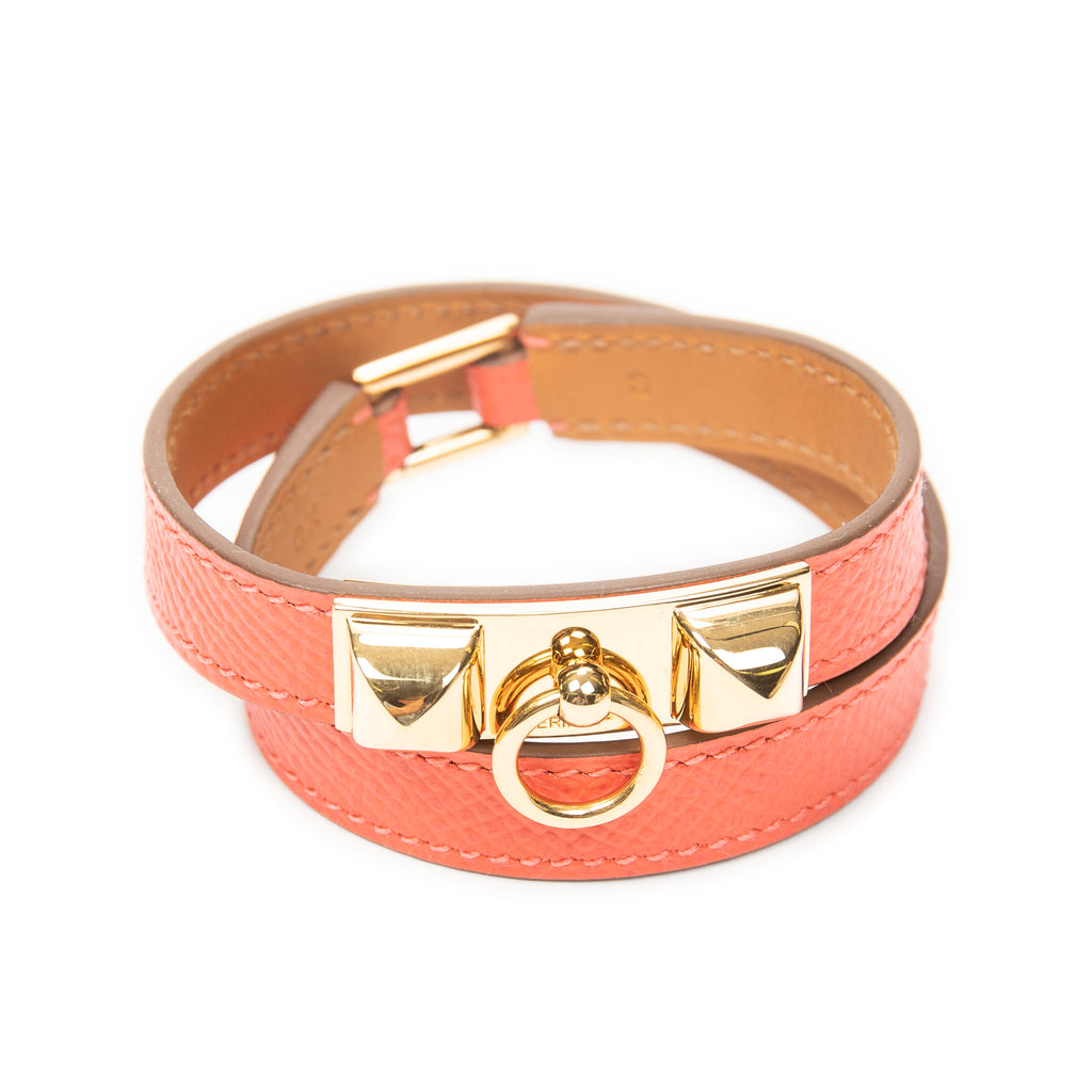 Bracelet Rivale Double Tour Bracelet Pink Epsom Leather