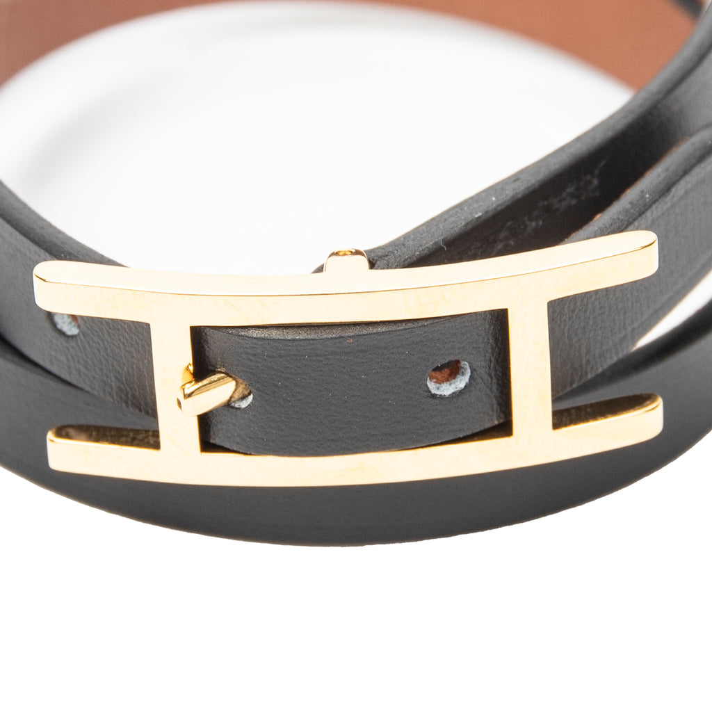 Bracelet Behapi Double Tour Bracelet T1 Black Swift Leather