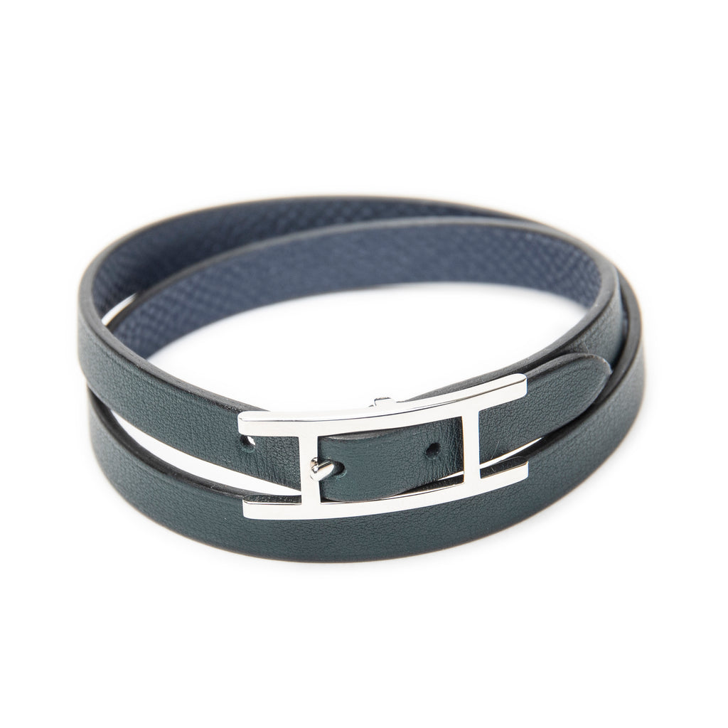 Bracelet Behapi Double Tour Bracelet T5 Dark Green Swift Leather