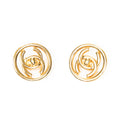 Earrings CC Turn Lock Round Clip On Earrings Gold Gold Plated