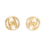 Earrings CC Turn Lock Round Clip On Earrings Gold Gold Plated
