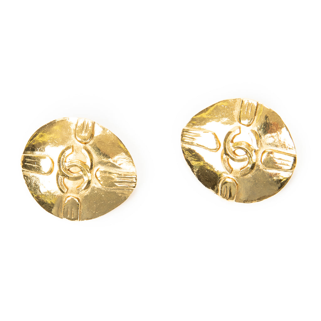Earrings CC Oval Clip On Earrings Gold Gold Plated