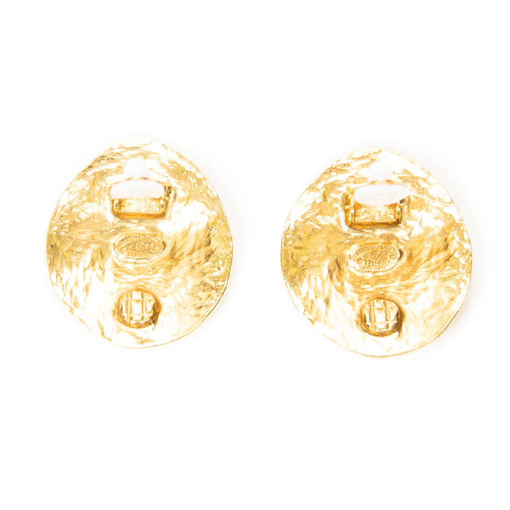 Earrings CC Oval Clip On Earrings Gold Gold Plated