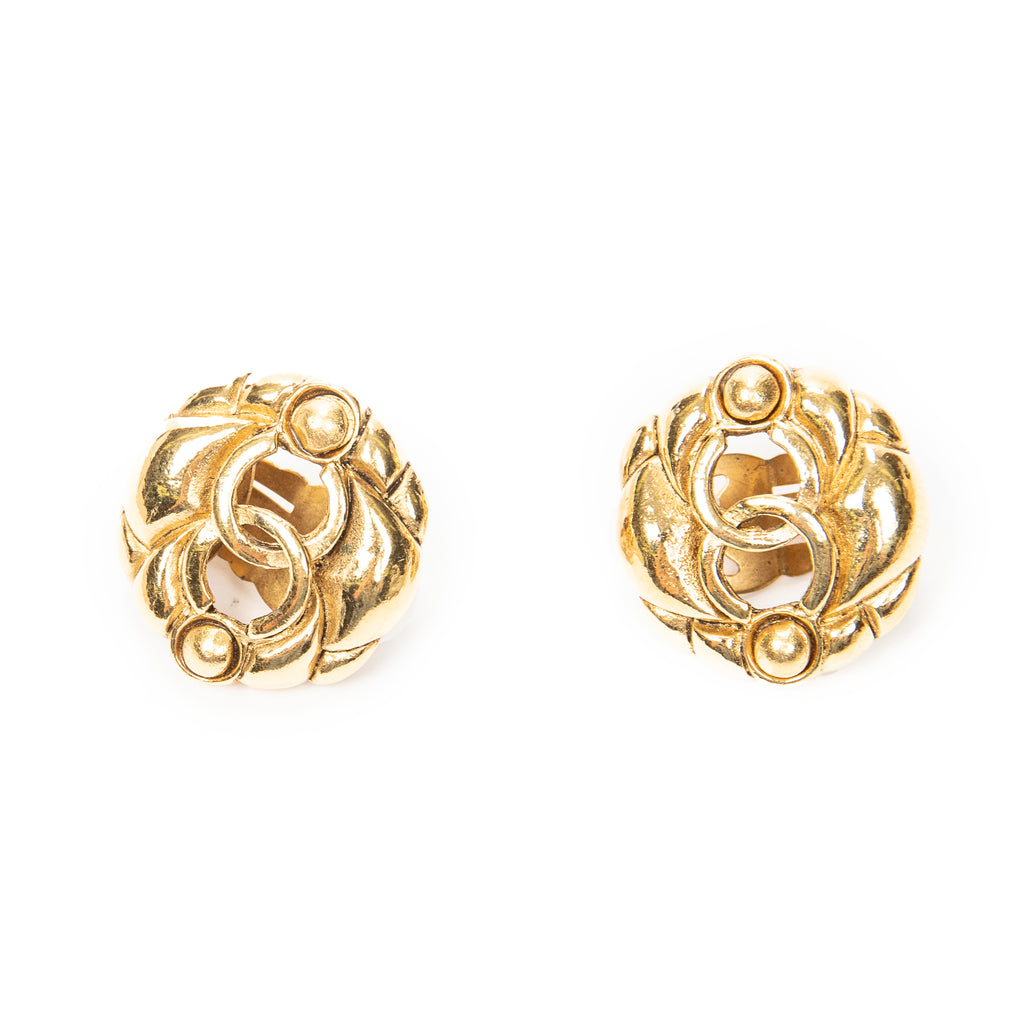 Earrings CC Round Clip On Earrings Gold Gold Plated