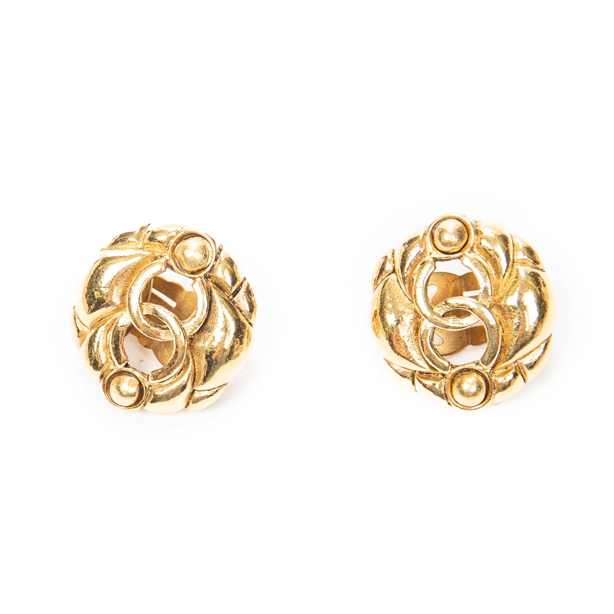 Earrings CC Round Clip On Earrings Gold Gold Plated