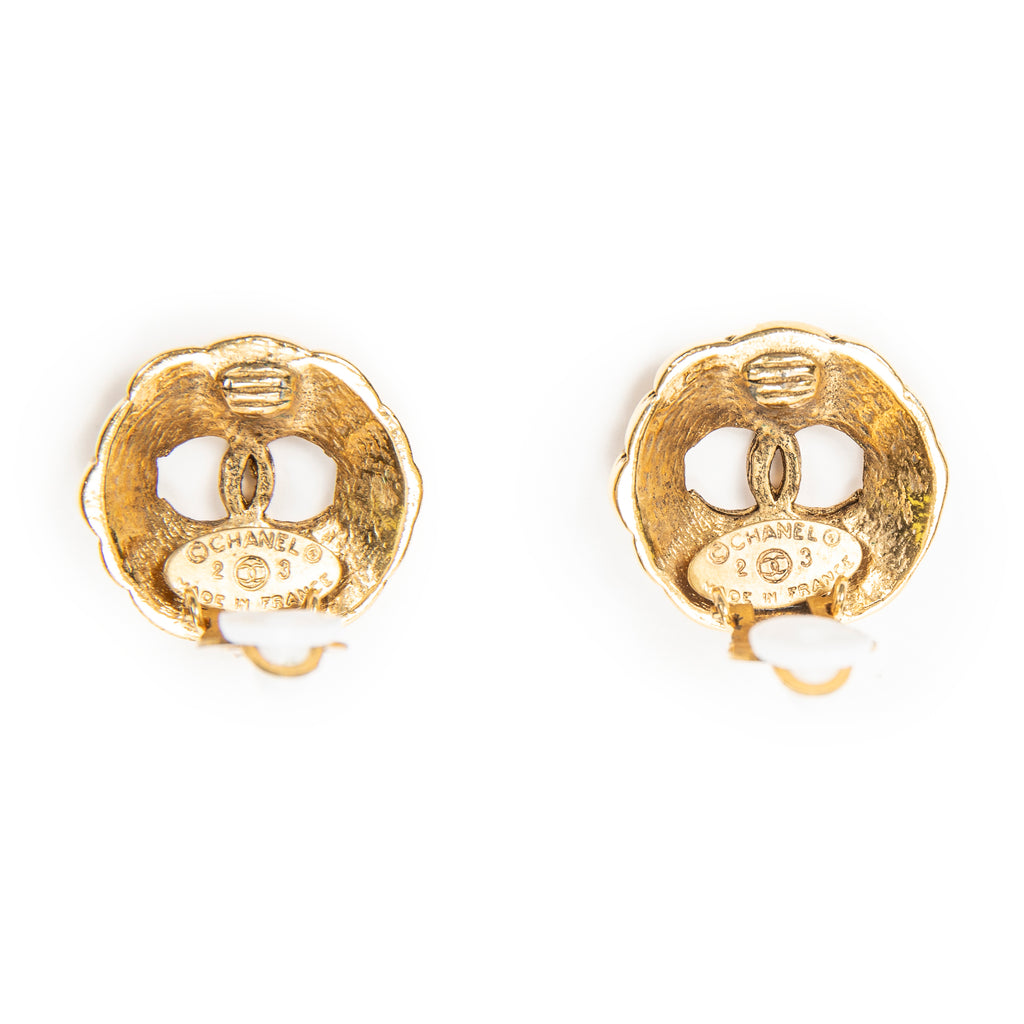 Earrings CC Round Clip On Earrings Gold Gold Plated
