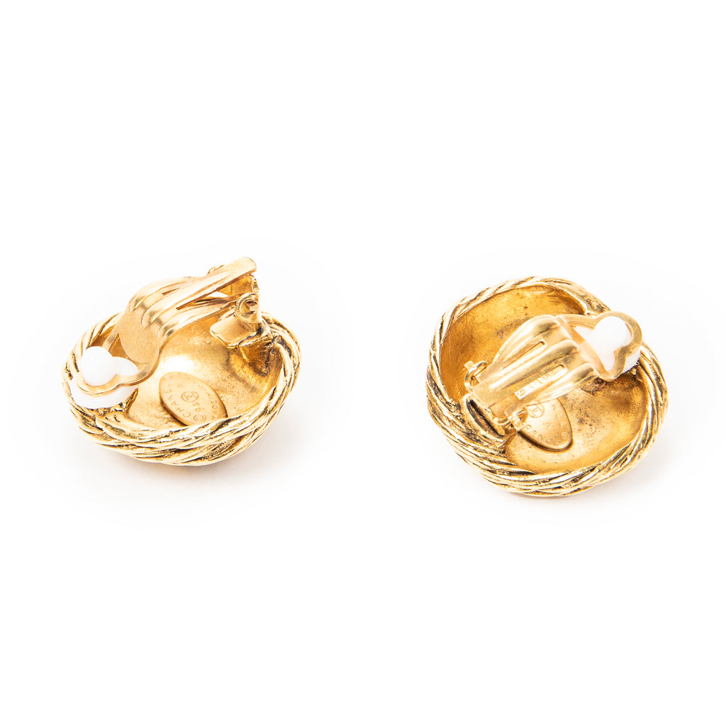 Earrings CC Round Clip On Earrings Gold Gold Plated