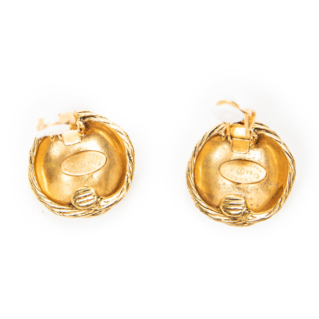 Earrings CC Round Clip On Earrings Gold Gold Plated