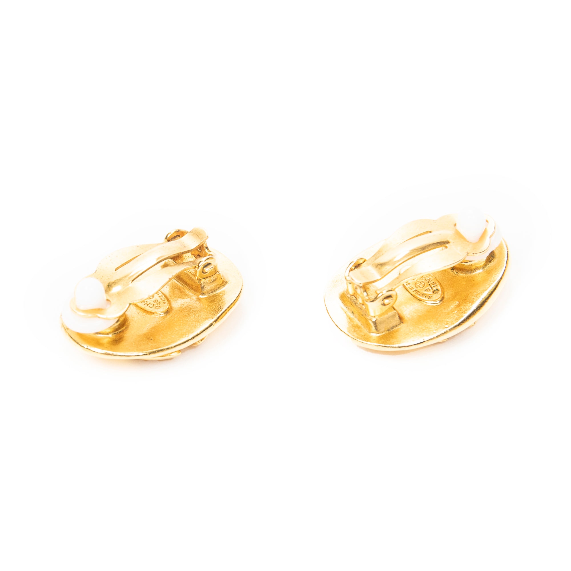 Earrings CC Oval Clip On Earrings Gold Gold Plated